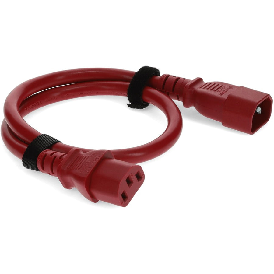 2ft C13 Female to C14 Male 18AWG 100-250V at 10A Red Power Cable