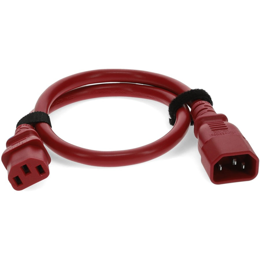 2ft C13 Female to C14 Male 18AWG 100-250V at 10A Red Power Cable