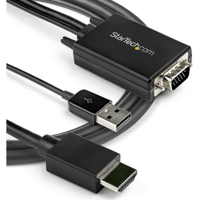 StarTech.com 10ft VGA to HDMI Converter Cable with USB Audio Support - 1080p Analog to Digital Video Adapter Cable - Male VGA to Male HDMI