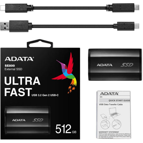 Adata SE800 ASE800-512GU32G2-CBK 512 GB Portable Solid State Drive - External - Black