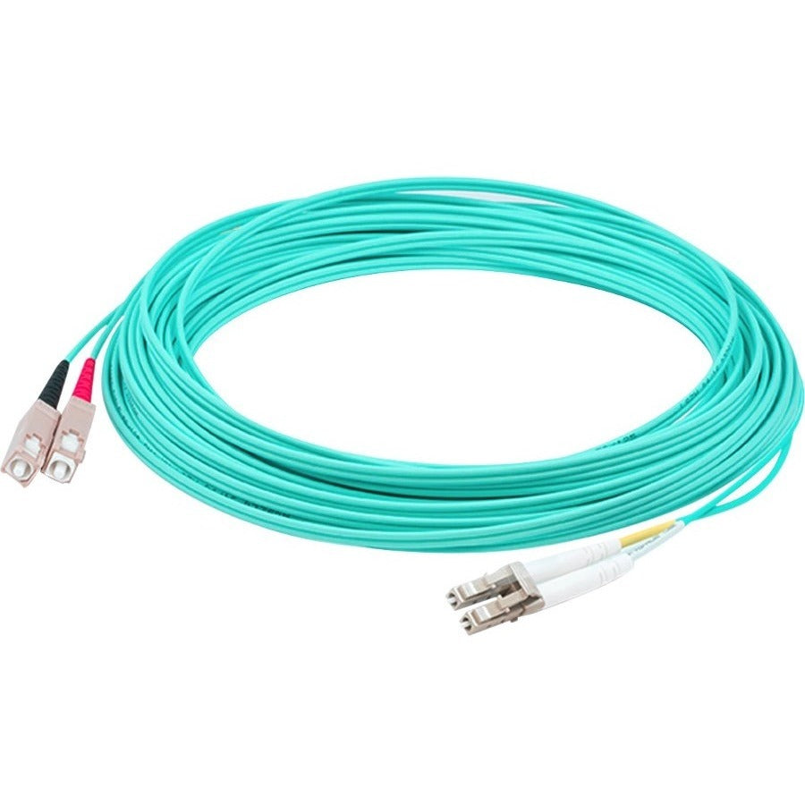 AddOn 13m LC (Male) to SC (Male) Straight Aqua OM4 Duplex Fiber OFNR (Riser-Rated) Patch Cable