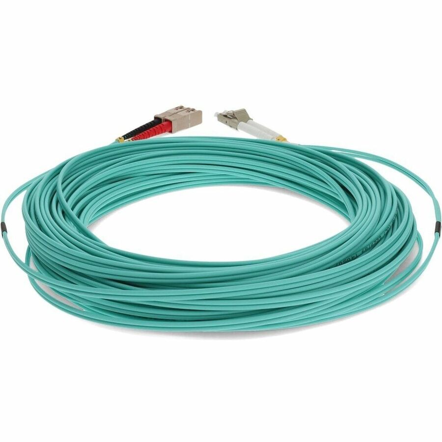 AddOn 17m LC (Male) to SC (Male) Straight Aqua OM4 Duplex Fiber OFNR (Riser-Rated) Patch Cable