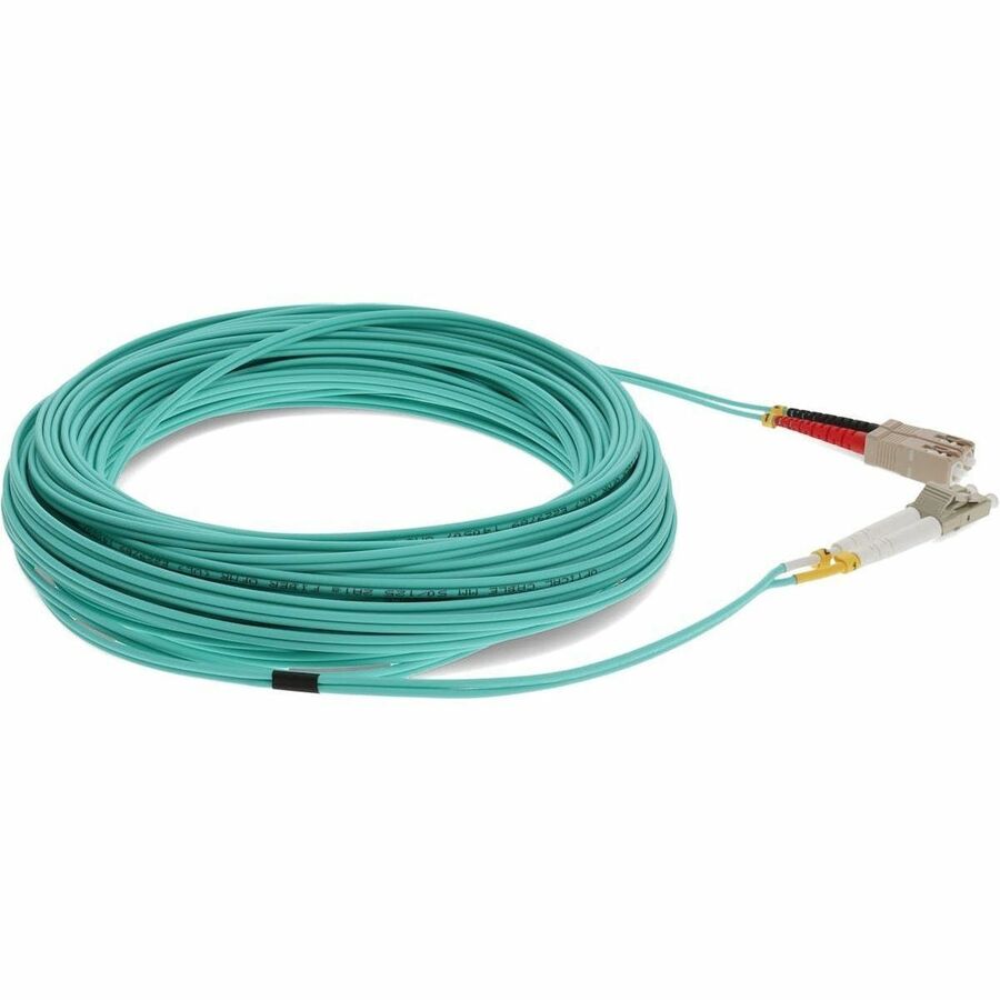 AddOn 17m LC (Male) to SC (Male) Straight Aqua OM4 Duplex Fiber OFNR (Riser-Rated) Patch Cable