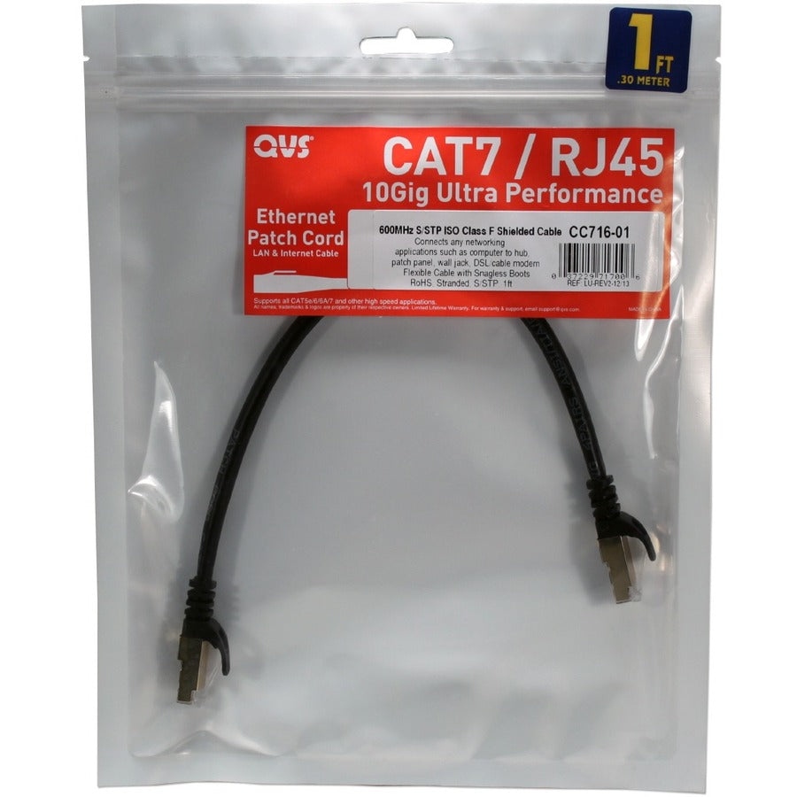 QVS 75ft CAT7 10Gbps S-STP Shielded Flexible Premium Patch Cord