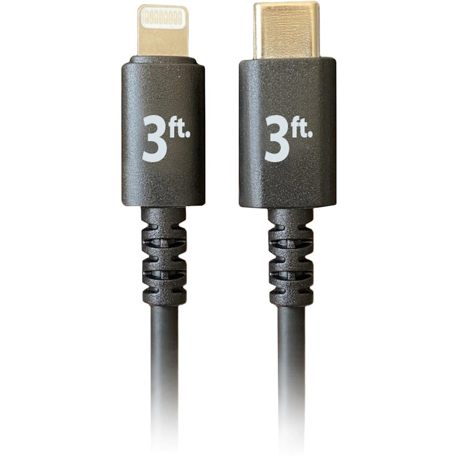 Comprehensive Pro AV/IT Lightning Male to USB-C Male Cable Black 3ft