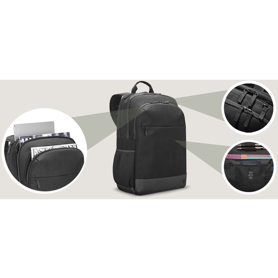 V7 Eco-Friendly CBP17-ECO-BLK Carrying Case (Backpack) for 17" to 17.3" Notebook - Black