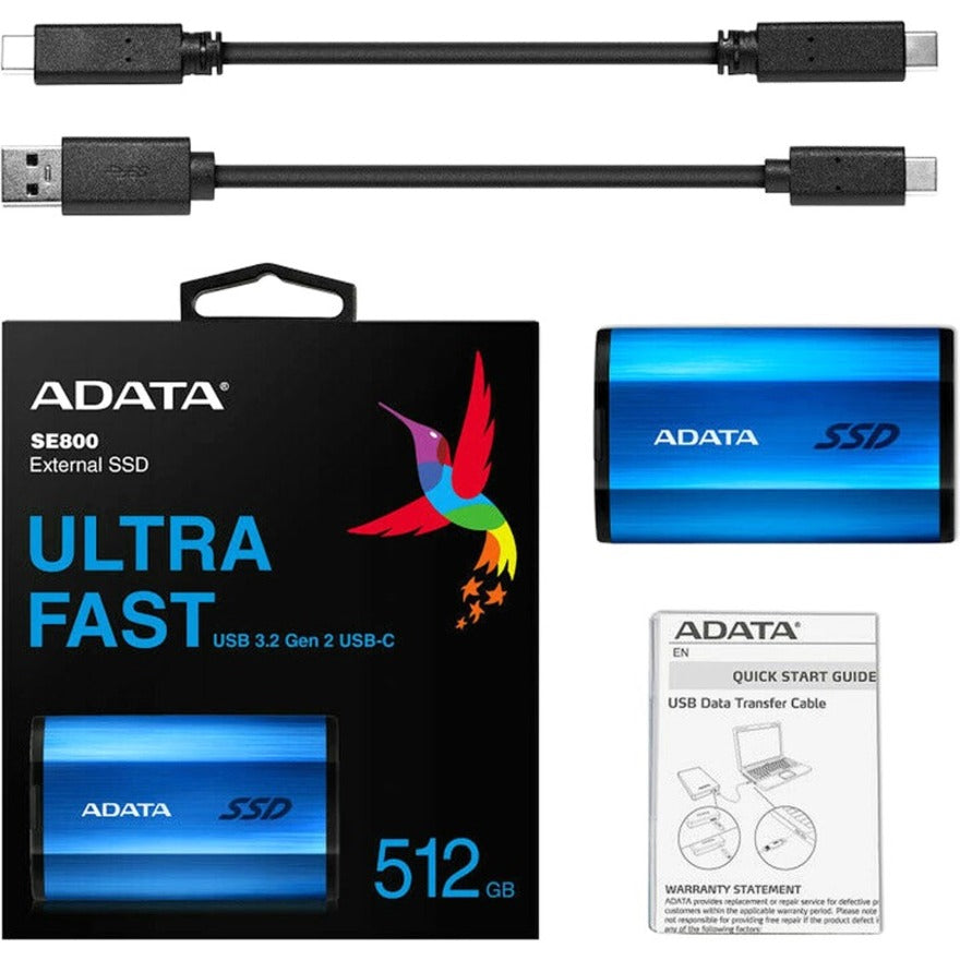 Adata SE800 ASE800-512GU32G2-CBL 512 GB Portable Solid State Drive - 2.5" External - Blue