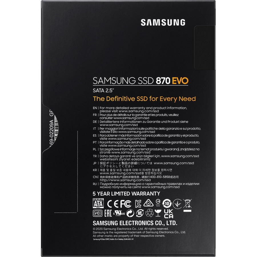 Samsung 870 EVO MZ-77E500BW 500 GB Solid State Drive - 2.5" Internal - SATA (SATA/600) - Black