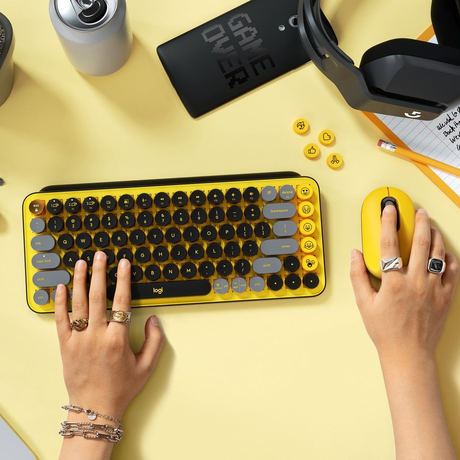 Logitech POP Keys Wireless Mechanical Keyboard With Emoji Keys - Blast Yellow