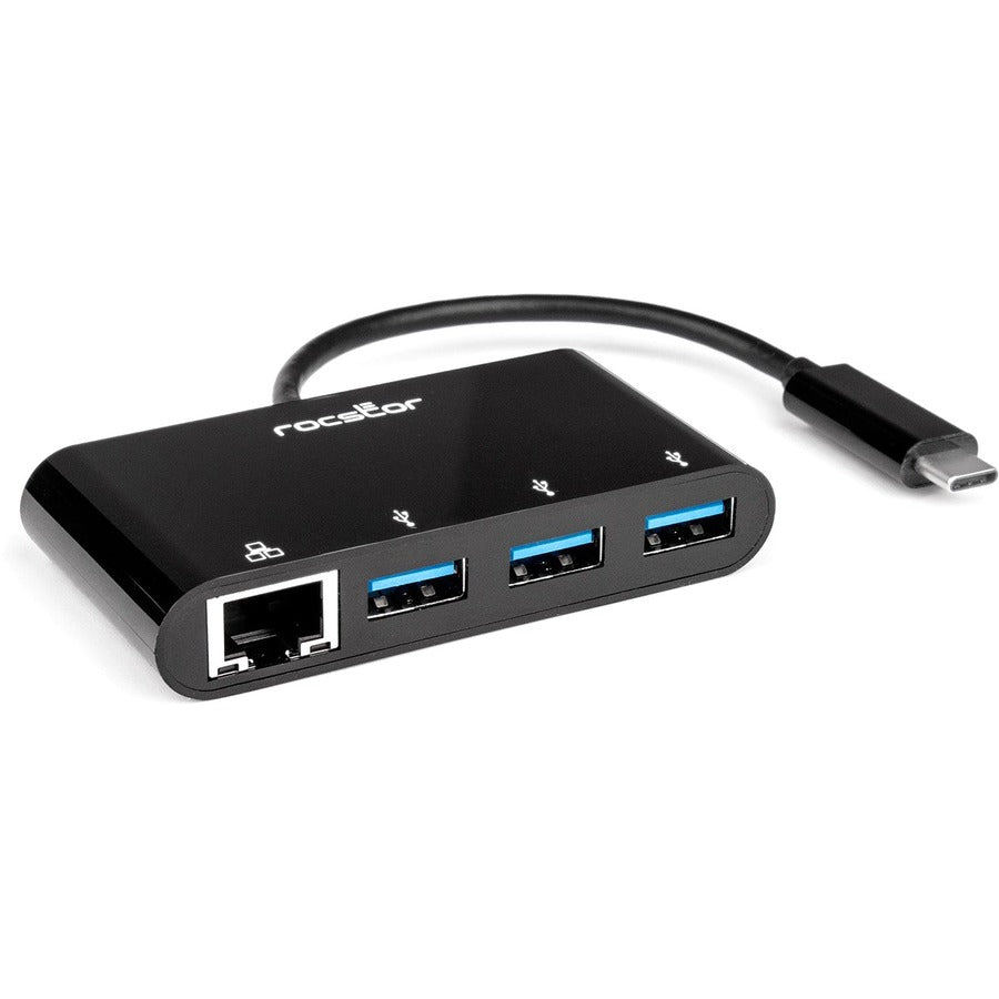 Rocstor Premium USB-C to USB-A(3.0) 3 Port Hub with Gigabit Ethernet