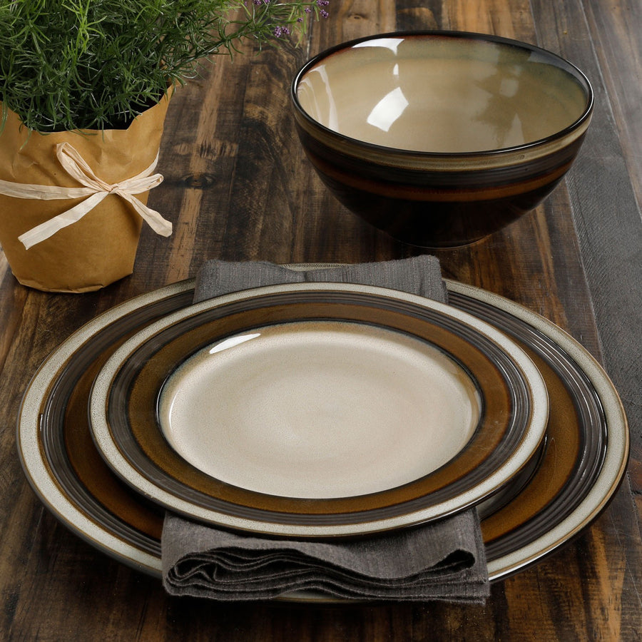 Gibson Elite Everston 12 Piece Dinnerware Set, Brown