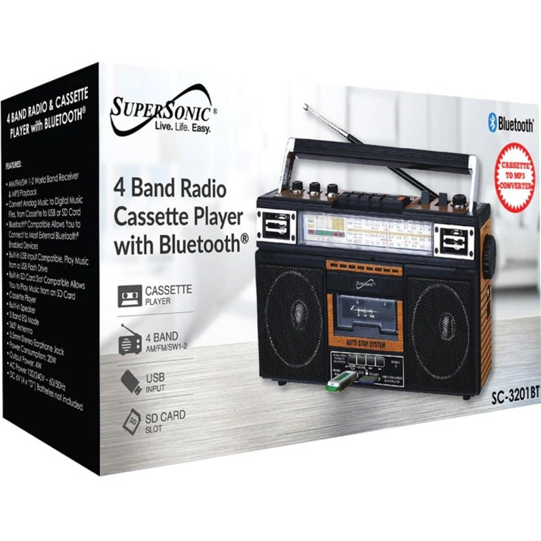 Supersonic 4 Band Radio & Cassette Player + Cassette To Mp3 Converter & Bluetooth