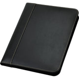 Samsill Contrast Stitch Leather Zippered Portfolio Folder / Business Portfolio for Men and Women, Resume / Document Organizer with Writing Pad, Black (71720)