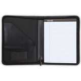 Samsill Contrast Stitch Leather Zippered Portfolio Folder / Business Portfolio for Men and Women, Resume / Document Organizer with Writing Pad, Black (71720)