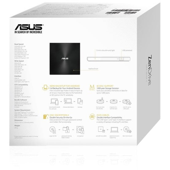 Asus ZenDrive SDRW-08U9M-U DVD-Writer - External - Black