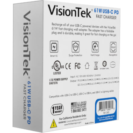 VisionTek USB-C 61W Quick Charge Plug