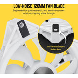 Corsair iCUE QL120 RGB 120mm PWM White Fan - Single Pack - 1 Pack