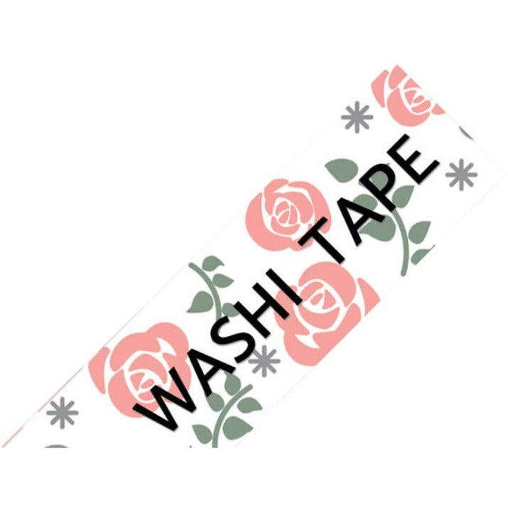 Brother P-touch Embellish Black on White Rose Washi Tape 12mm (~1/2") x 4m