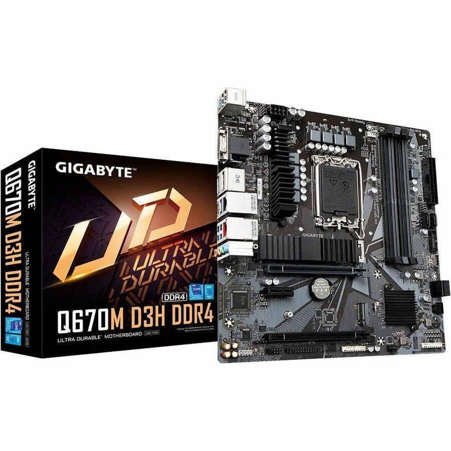 Gigabyte Ultra Durable Q670M D3H DDR4 Desktop Motherboard - Intel Q67 Express Chipset - Socket LGA-1700 - Intel Optane Memory Ready - Micro ATX