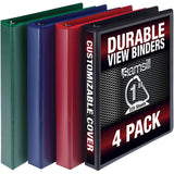 Samsill Durable 1 Inch Binder, Made in The USA, D Ring Binder, Customizable Clear View Cover, Basic Assortment, 4 Pack, Each Holds 225 Pages (MP46409)