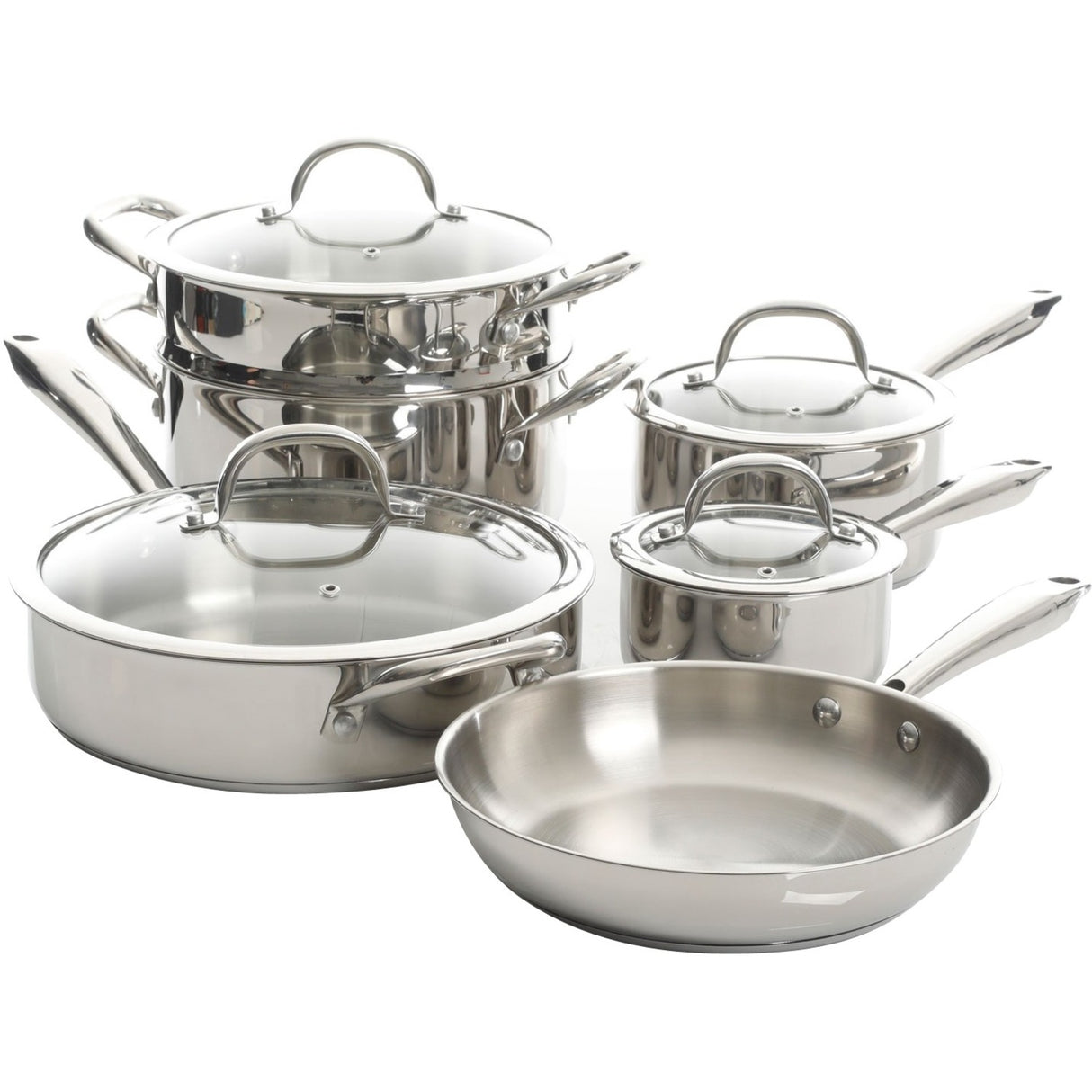 Gibson Devon 10 Piece Cookware Set, Stainless Steel