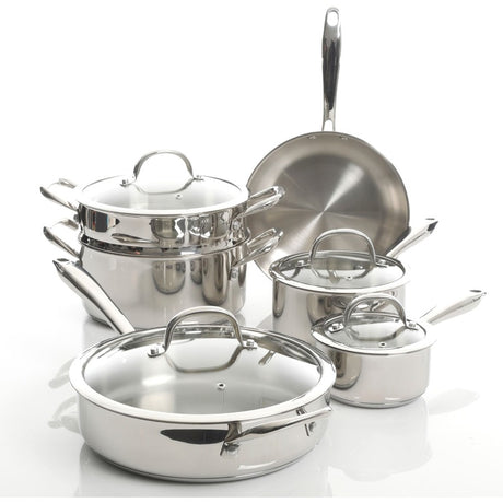 Gibson Devon 10 Piece Cookware Set, Stainless Steel