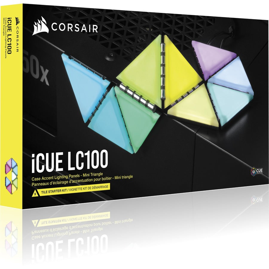 Corsair iCUE LC100 Case Accent Lighting Panels - Mini Triangle - 9x Tile Starter Kit