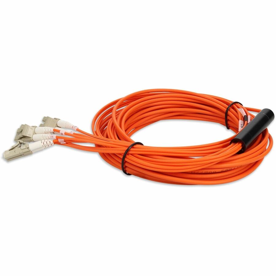 AddOn 10m MPO (Female) to 8xLC (Male) 8-Strand Orange OM1 Fiber Fanout Cable