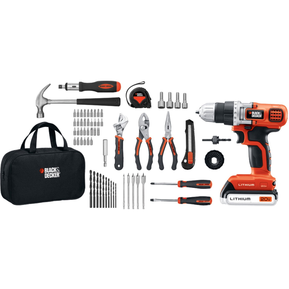 Black & Decker 20V Max Drill & Home Tool Kit, 68 Piece