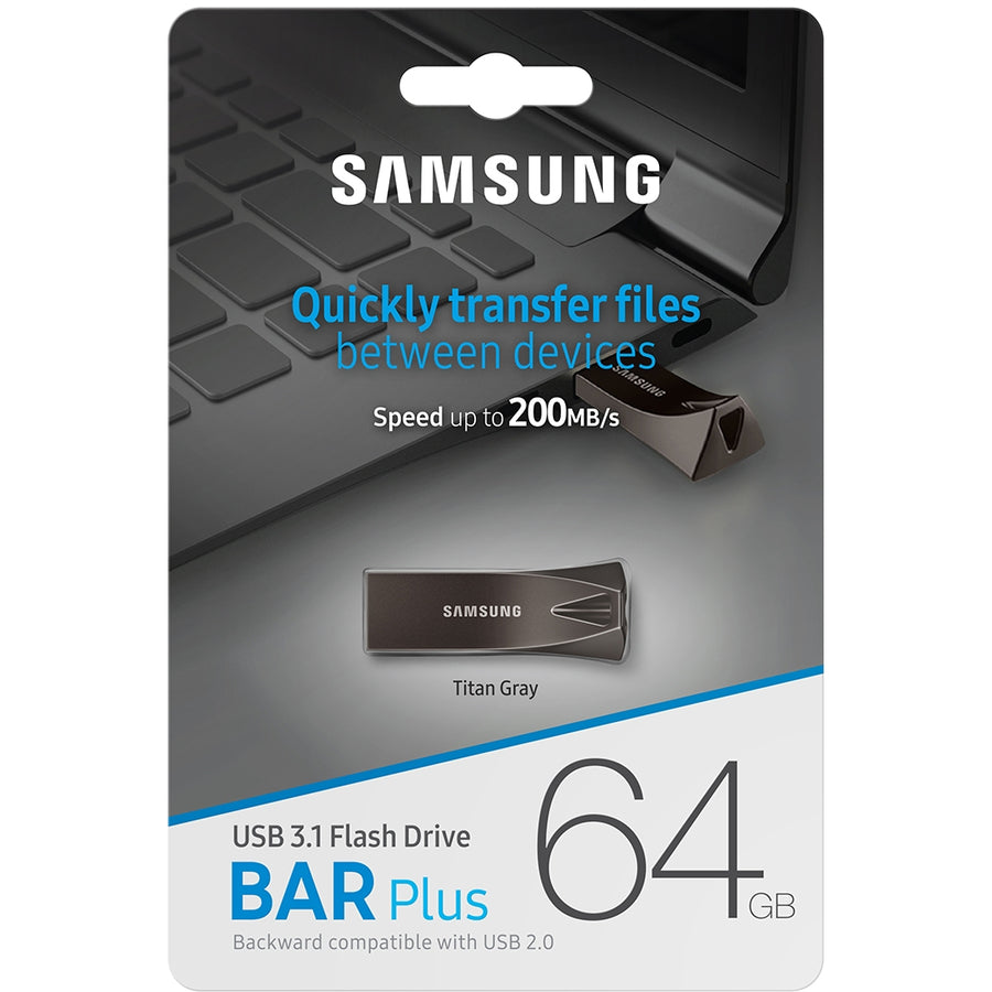 Samsung BAR Plus USB 3.1 Flash Drive 64GB Titan Grey