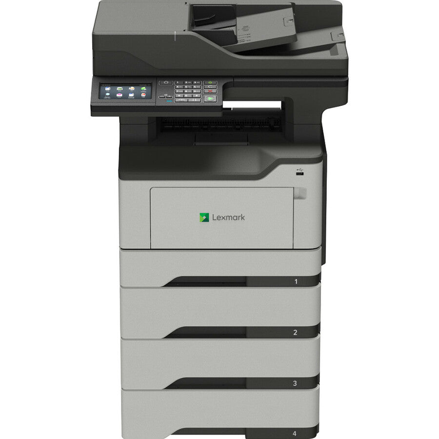 Lexmark MX520 MX521ade Laser Multifunction Printer-Monochrome-Copier/Scanner-46 ppm Mono Print-1200x1200 Print-Automatic Duplex Print-120000 Pages Monthly-350 sheets Input-Color Scanner-1200 Optical Scan-Gigabit Ethernet