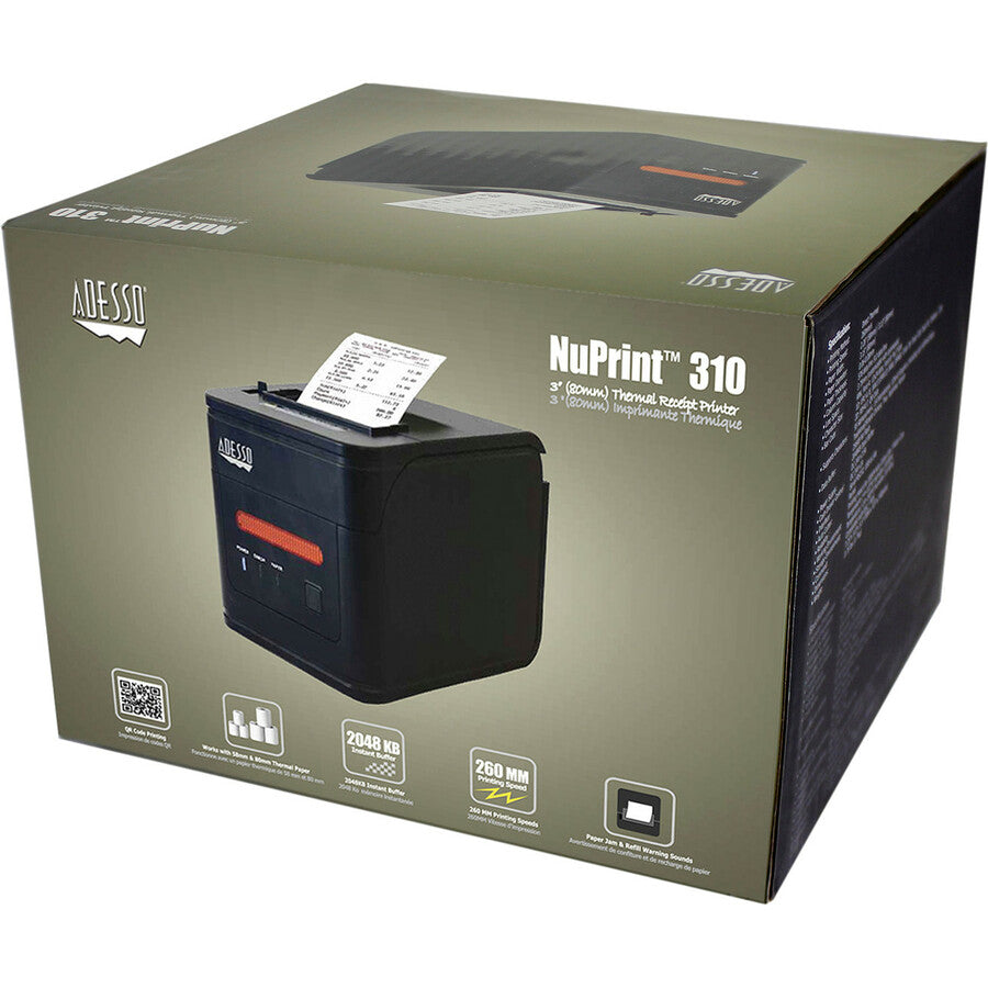 Adesso NuPrint NuPrint 310 Desktop Direct Thermal Printer - Monochrome - Receipt Print - USB - Serial - Black