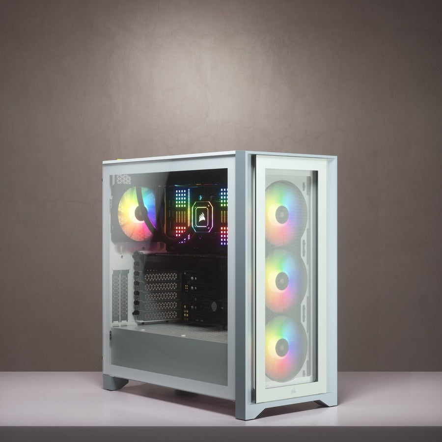 Corsair iCUE 4000X RGB Tempered Glass Mid-Tower ATX Case - White