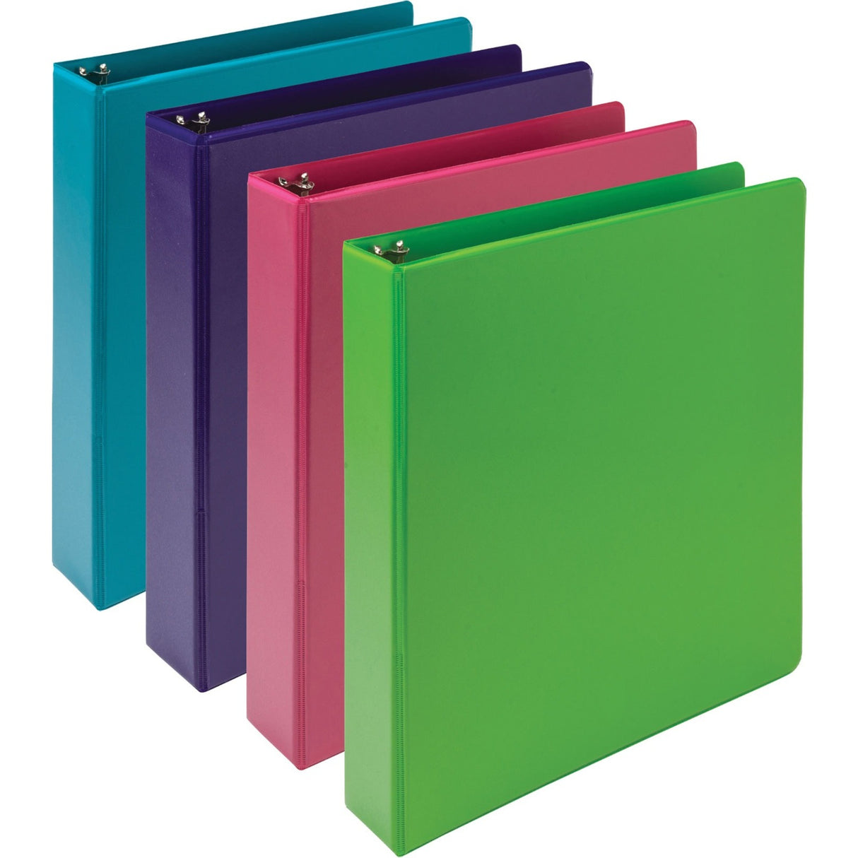 Samsill Plant-Based Durable 1.5 Inch 3 Ring Binders, Made in the USA, Fashion Clear View Binders, Up to 25% Plant-Based Plastic, Assorted, 4 Pack (MP48659)