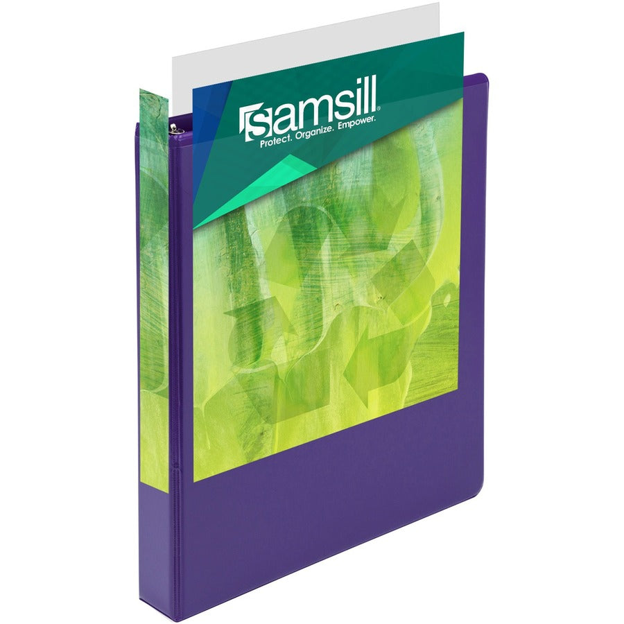 Samsill Plant-Based Durable 1 Inch 3 Ring Binders, Made in the USA, Fashion Clear View Binders, Up to 25% Plant-Based Plastic, Assorted 4 Pack (MP48639)