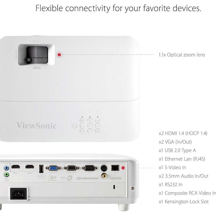 ViewSonic PG706WU 4000 Lumens WUXGA Projector with RJ45 LAN Control Vertical Keystoning and Optical Zoom for Home and Office