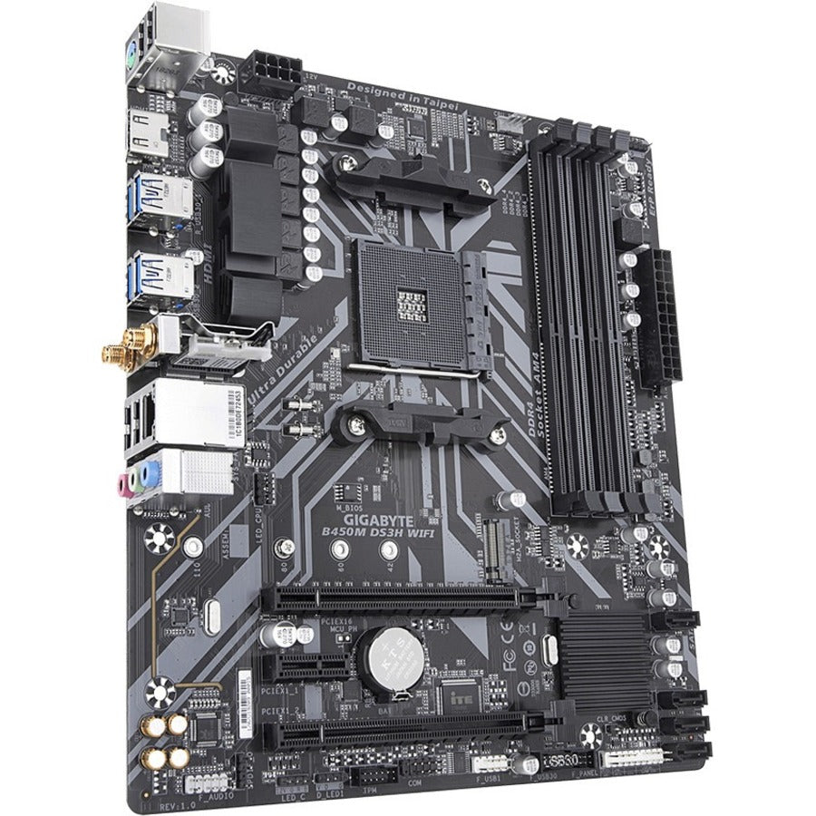 Gigabyte B450M DS3H WIFI Gaming Desktop Motherboard - AMD B450 Chipset - Socket AM4 - Micro ATX