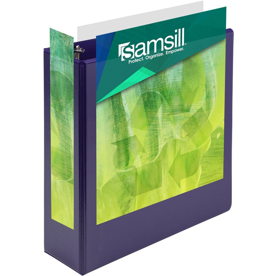 Samsill Plant-Based Durable 3 Inch 3 Ring Binders, Made in the USA, Fashion Clear View Binders, Up to 25% Plant-Based Plastic, Assorted 4 Pack (MP48689)