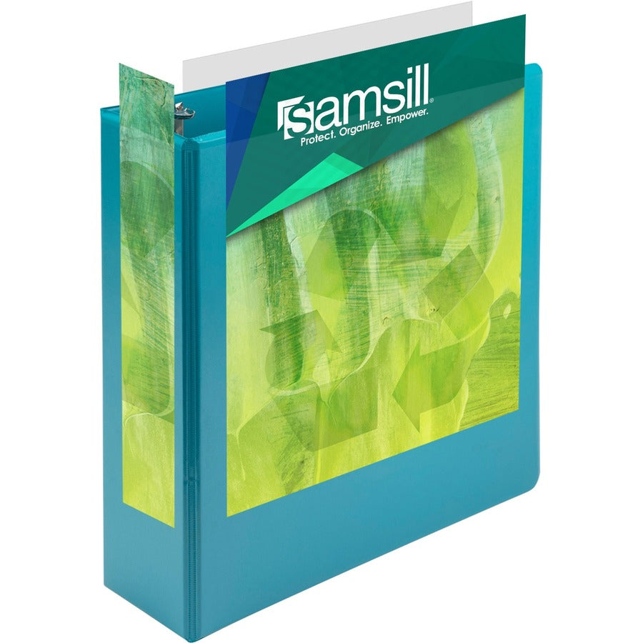 Samsill Plant-Based Durable 3 Inch 3 Ring Binders, Made in the USA, Fashion Clear View Binders, Up to 25% Plant-Based Plastic, Assorted 4 Pack (MP48689)