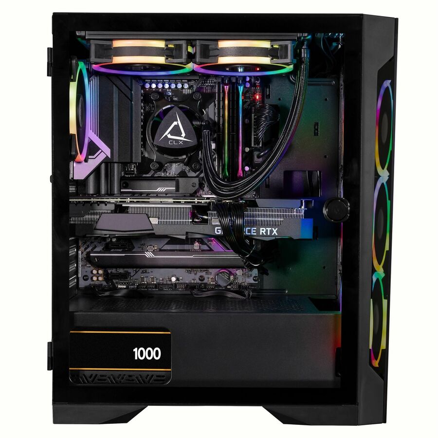 CLX SET Gaming Desktop - Liquid Cooled AMD Ryzen 9 7900X 4.7GHz 12-Core Processor, 32GB DDR5 Memory, GeForce RTX 4090 24GB GDDR6X Graphics, 1TB SSD, 4TB HDD, WiFi, Windows 11 Home 64-bit