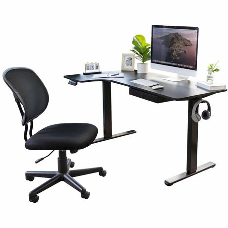 Mount-It! L-Shaped Electric Height Adjustable Sit-Stand Desk