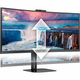 AOC CU34V5CW 34" Class Webcam UW-QHD Curved Screen LED Monitor - 21:9 - Black