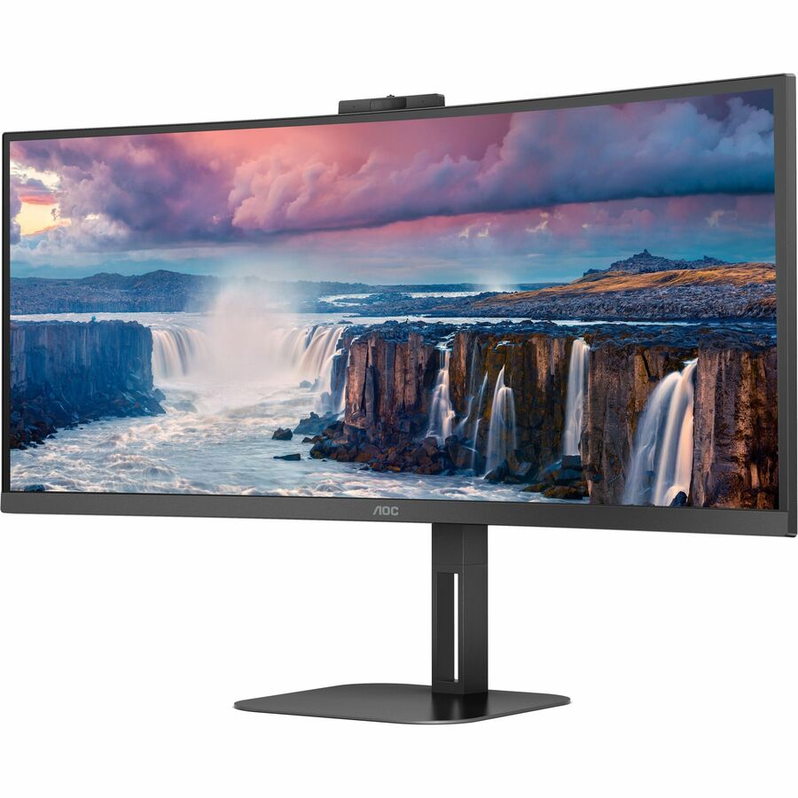 AOC CU34V5CW 34" Class Webcam UW-QHD Curved Screen LED Monitor - 21:9 - Black