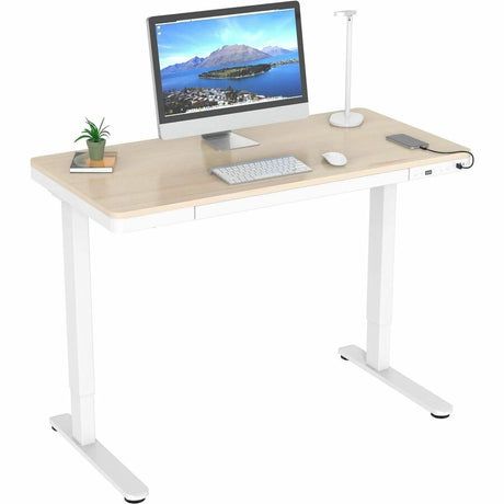 Mount-It! Compact Height Adjustable Sit-Stand Desk with Drawer