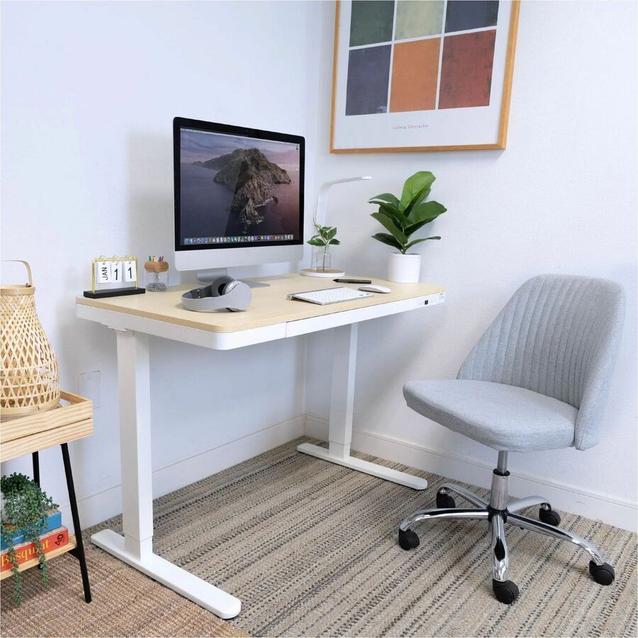 Mount-It! Compact Height Adjustable Sit-Stand Desk with Drawer