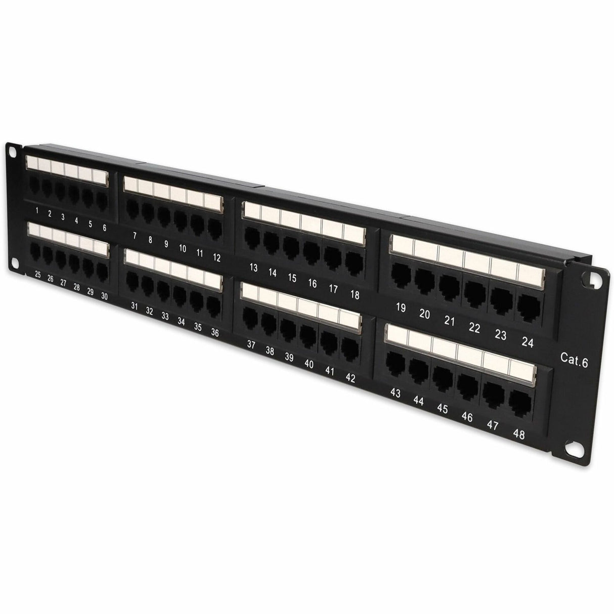 AddOn 19-inch Cat6 48-Port Straight Patch Panel with High Density 110-Type 2U