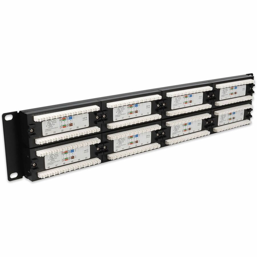 AddOn 19-inch Cat6 48-Port Straight Patch Panel with High Density 110-Type 2U