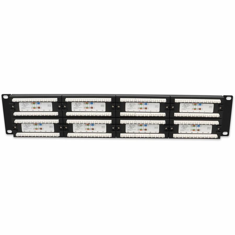 AddOn 19-inch Cat6 48-Port Straight Patch Panel with High Density 110-Type 2U