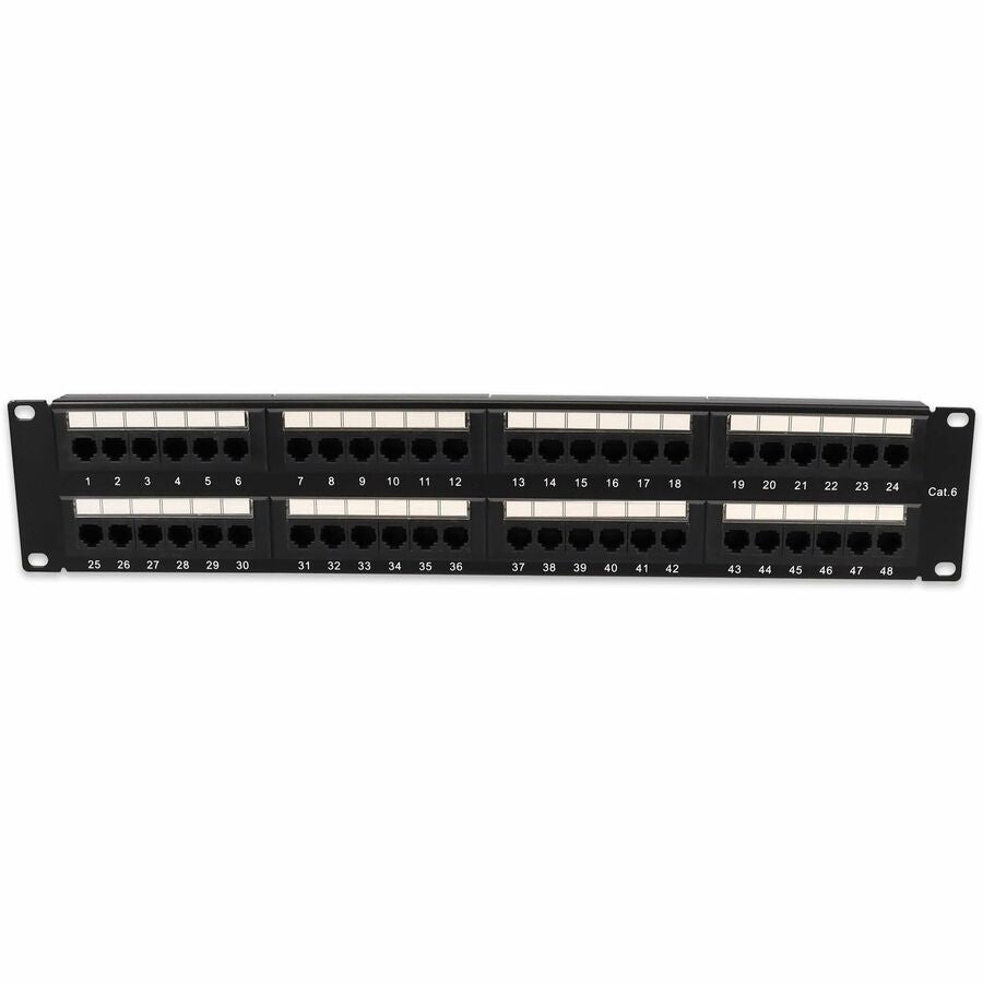 AddOn 19-inch Cat6 48-Port Straight Patch Panel with High Density 110-Type 2U