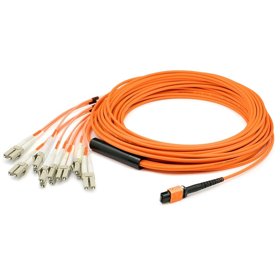 AddOn 25m MPO (Female) to 8xLC (Male) 8-Strand Orange OM1 Fiber Fanout Cable